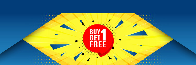 Buy 1 get free sticker discount banner tag vector