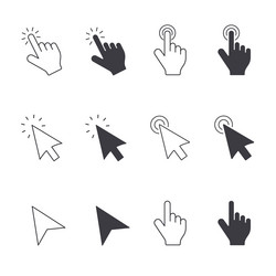 Cursors icons click set isolated symbols vector