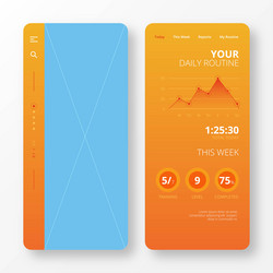 Daily routine app template mobile screen design vector