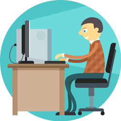 Man Working on Computer vector image