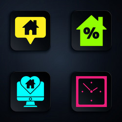 set clock map pointer with house monitor vector image