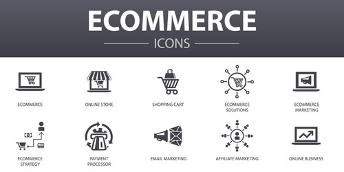 ecommerce simple concept icons set contains vector image