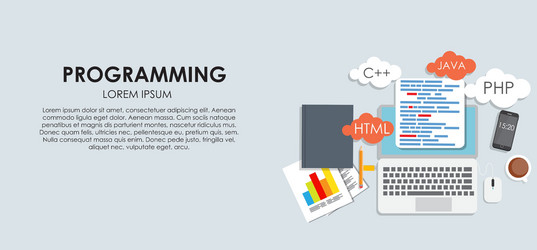 Programming coding concept flat background vector