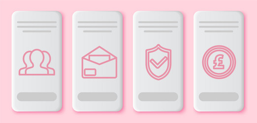 Set line users group envelope shield with check vector