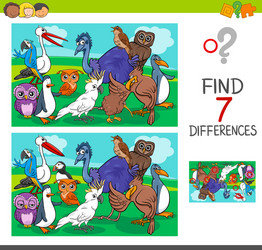 Bird Differences Game - Spot the Differences vector image