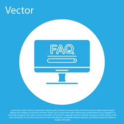 Blue computer monitor with text faq information vector