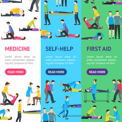 first aid emergency help with people banner vector