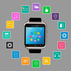 Smart watch device display with app icons vector