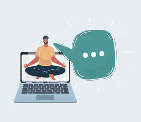 man meditating on desktop vector