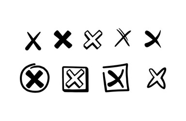 hand drawn doodle check marks in checkboxes vector