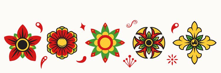 set of bright creative ornaments vector