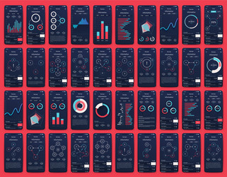 different ui ux gui screens and flat web icons vector image
