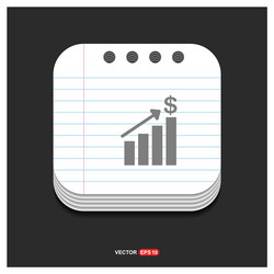 growing graph icon gray on notepad style vector image