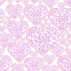 Heart with connected lines and dots wireframe mesh vector