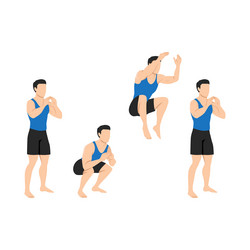 Floor power jumps knee to jump squats exercise Vector Image