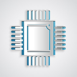 Paper cut computer processor with microcircuits vector