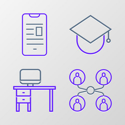 set line online class computer monitor and desk vector image