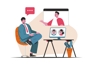 Video conference concept isolated online vector