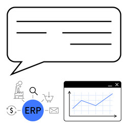 erp system workflow with graph analytics in speech vector image