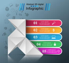 Colorful origami paper graph infographic Vector Image