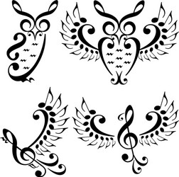 Musical Birds and Owls vector image