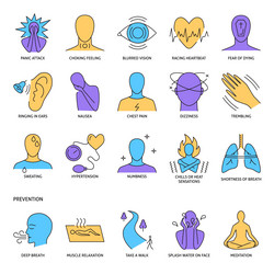 panic disorder icon collection in colored line vector