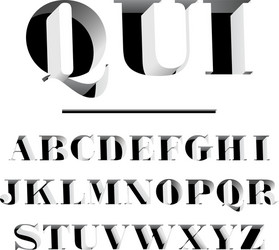 qui modern typeface carved from the wall letters vector