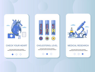 atherosclerosis mobile app onboarding screens vector image