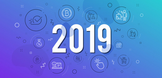 decreasing graph bitcoin and algorithm icons set vector image
