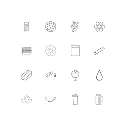 Food and drink linear thin icons set outlined vector