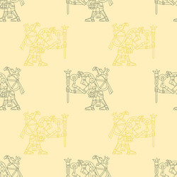 seamless pattern with symbols from aztec codices vector image