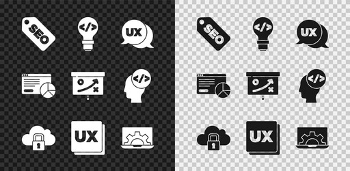 set seo optimization front end development ui vector image