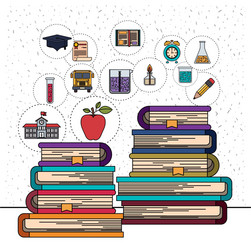 white background with sparkles of stack books vector image