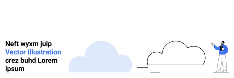 man analyzing cloud storage concept with data vector image
