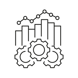 gears and graph line icon data analysis process vector image