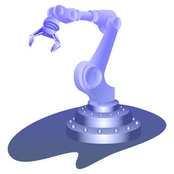 mechanical robotic arm with gripper in blue color vector image