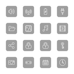 line web icon set on gray rounded rectangle vector