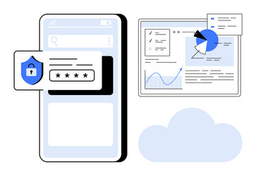 mobile device and data analytics dashboard vector image