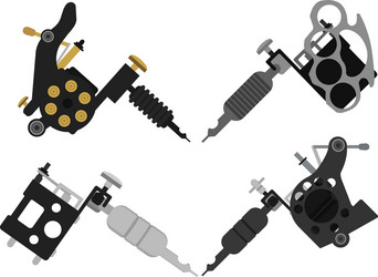 Set of 4 different style tattoo machines vector