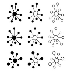 Set of hub flat network icon connect structure vector