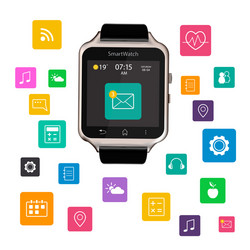 smart watch device display with app icons vector