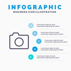 camera image photo basic line icon with 5 steps vector