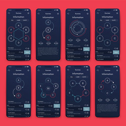 different ui ux gui screens and flat web icons vector image
