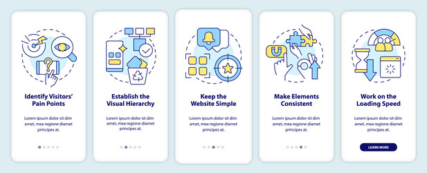 Mobile first key elements onboarding app vector