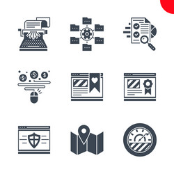 Seo and web opimization icons set vector