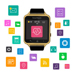 smart watch device display with app icons vector image
