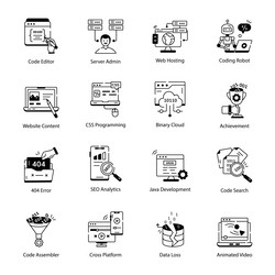 web scripting trendy linear icons vector image