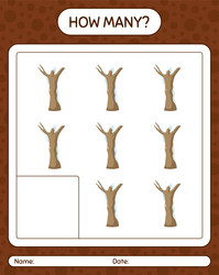 how many counting game with dead tree worksheet vector image