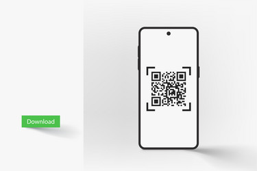 qr code on smartphone screen front view vector image