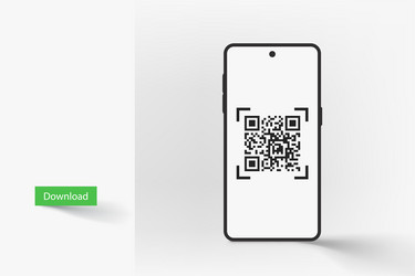 Qr code on smartphone screen front view vector